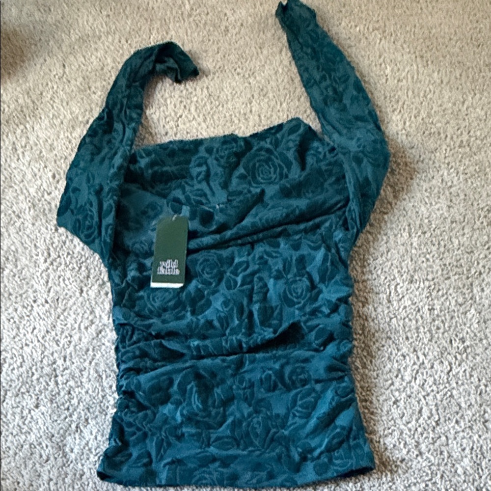 Wild Fable Teal Floral Textured Blouse